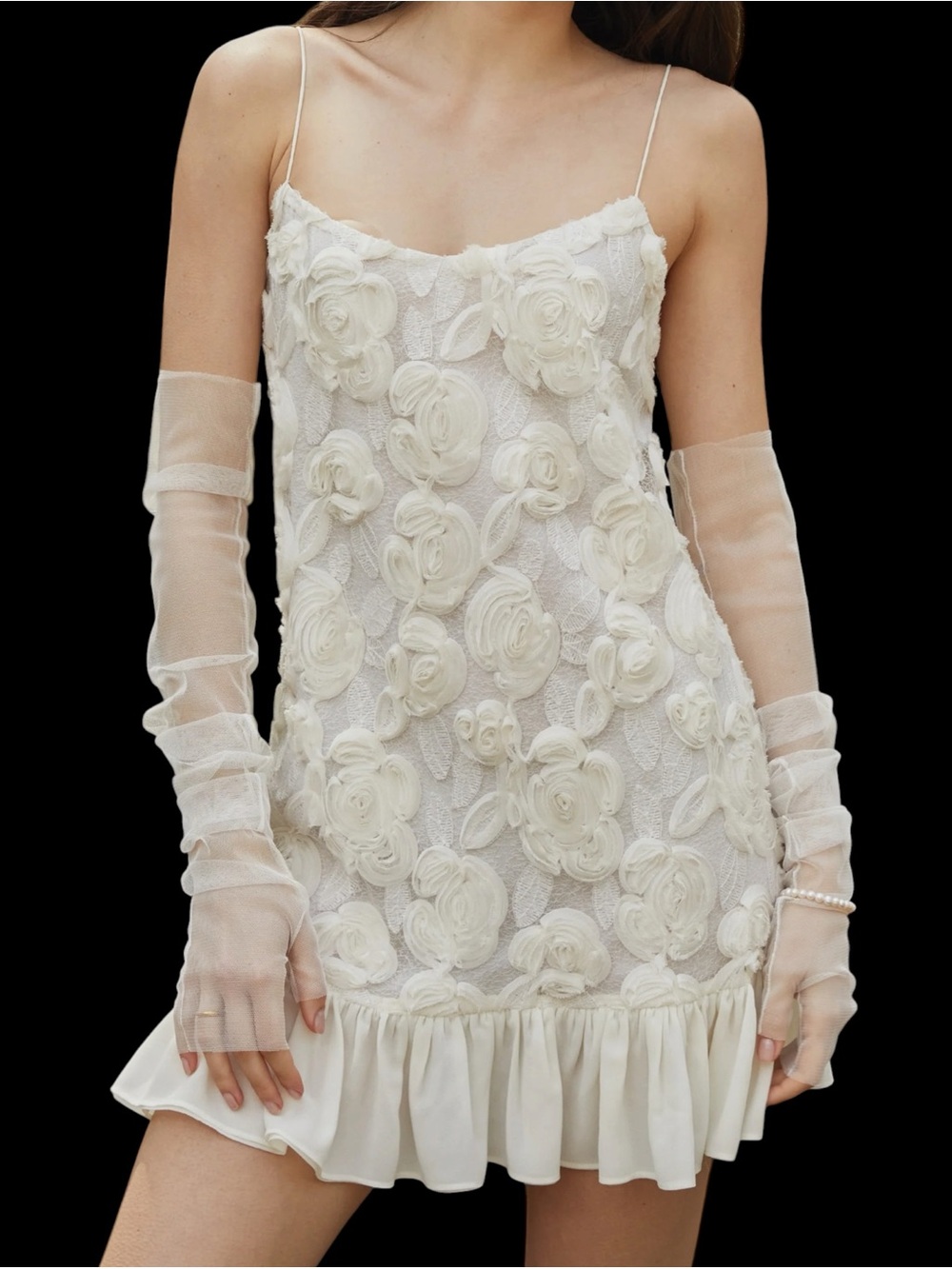 Few Moda o.p.t. Marisa Dress White Floral Appliqué Slip Dress Bridal Wedding NWT